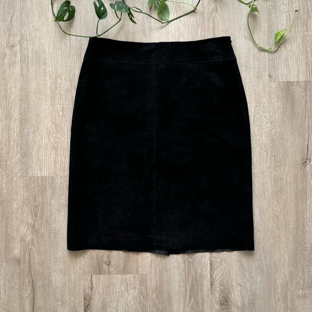Vintage 90’s Express Black Leather/Suede High Rise Skirt Knee Length